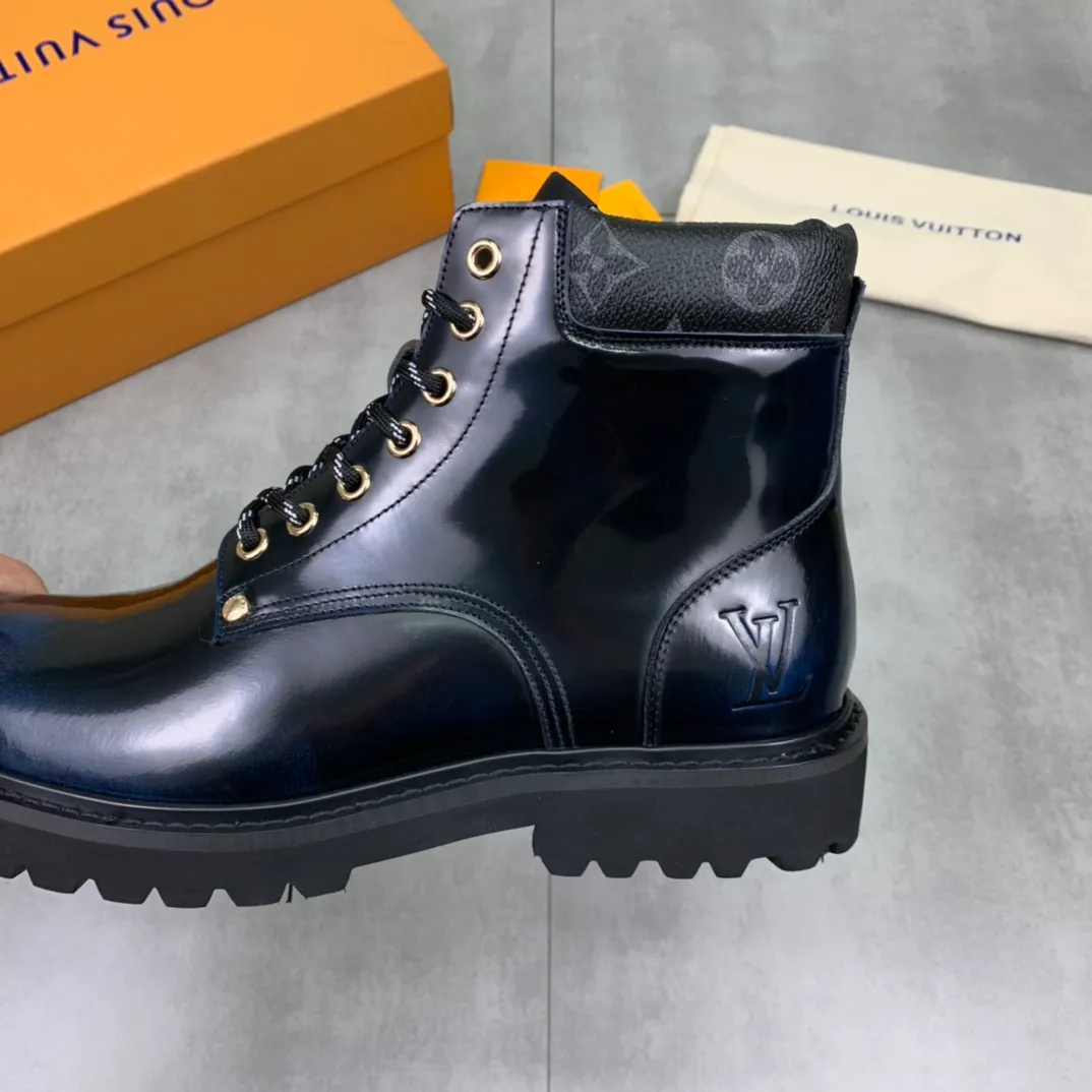 Men's men's shoes💰P620💰[New model]🆘Water-dyed cow lining LV Louis Vuitton business high-top leather shoes, made of original imported Italian 🇮🇹 open-edge bead-rubbed open-edge bead cowhide, full cowhide lining, carefully handmade by professional shoemakers, the original version is specially designed for wear-resistant outsole. Standard code 38-44 burgundy blue🉑️select